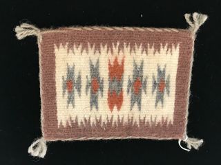 Navajo Miniature Handwoven Rug Approximately 3 " X 3 3/4 "
