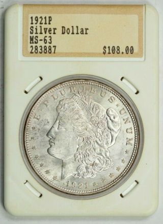 Rare Vintage Hannes Tulving Slabbed Morgan Silver Dollar 1921,  Uncirculated Bu