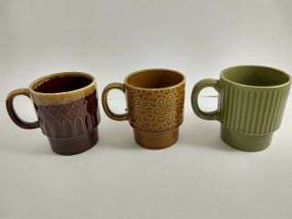 Vintage Stacking Coffee Cups Mugs Japan Mid Century Modern Stacking 1970 