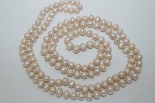 Vtg Very Long Strand Cultured Freshwater Pearls Beaded Necklace 46 " 109g (r - 251)