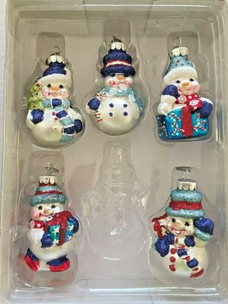 5 Radko Celebrations Snowman 2012 Christmas Ornaments Hand Crafted Glass