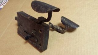 Antique Dutch Elbow Lock Latch With Sliding Dead Bolt For Interior Door Rim Old