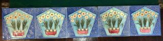 Art Nouveau Majolica Japanese Vintage 5 Tiles
