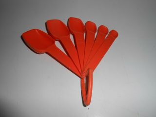 Vintage Orange Tupperware Measuring Spoon Set -