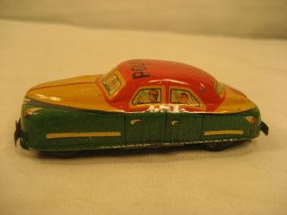 Vintage Japan Tin Litho Friction Toy Police Car 3 " Long