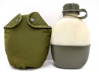Austrian Army Water Bottle,  Cup,  Pouch 3pc Set Military Surplus Canteen
