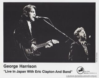 1992 Vintage Press Photograph - George Harrison & Eric Clapton