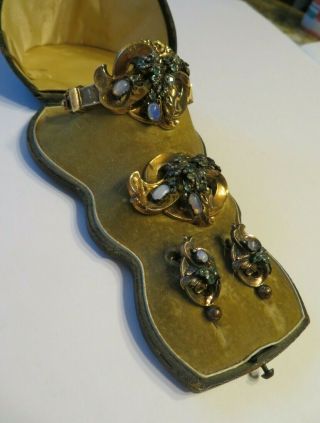 Fantastic Vintage Early 1900 Jewelry Bracelet Brooch Earring Set
