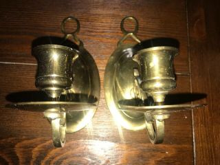 Vintage Pair 2 Brass Wall Sconces Candle Holders 3” X 6”traditional Candlestick