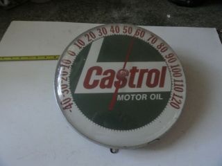 Vintage Castrol Motor Oil Gas Station Advertising Metal Thermometer Sign