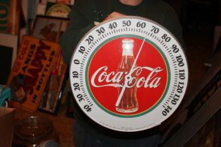 Vintage Coca Cola Soda Pop Gas Station 12 " Metal Thermometer Sign