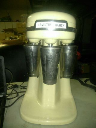 Vintage Hamilton Beach 40dm Almond Triple Milk Shake 3 Head Mixer Usa