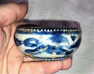Antique Chinese Porcelain Scholars Scroll Weight Blue & White Ming