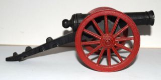 Vintage John Wright Civil War 10 1/2 " Cast Iron Toy Cannon With Red Wheels