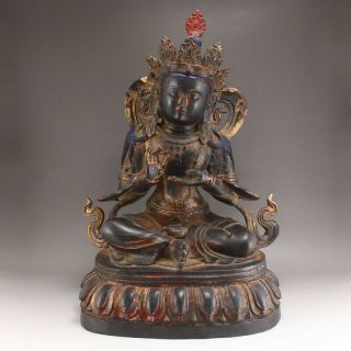 Vintage Tibetan Buddhism Gilt Gold Red Copper Tara Statue