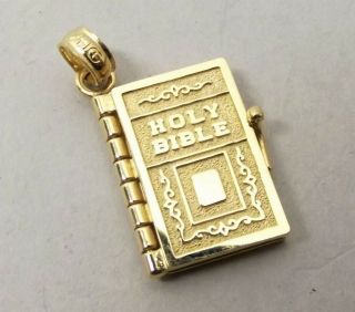 Vtg 14k Gold Holy Bible Lords Prayer Pendant Charm 6 Page Locket Opens Close