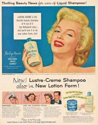 Marilyn Monroe Gentlemen Prefer Blondes Lustre - Creme Shampoo 1953 Vintage Ad