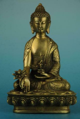 Old Chinese Fengshui Copper Hand - Carved Sakyamuni Tathagata Buddha Statue E01
