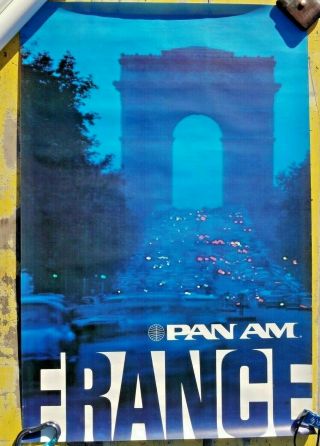 Pan Am Airways Airlines France Paris Vintage Travel Poster 1975 42 " X 28 "