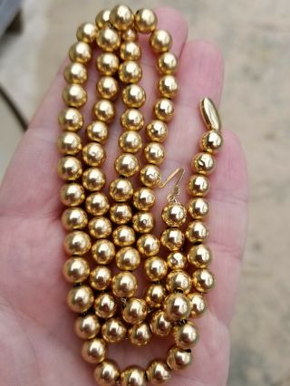 Vintage Estate Retro 14k Yellow Gold Bead 21 " Chunky Statement Necklace No Scrap