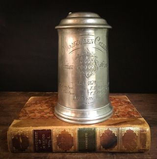 Antique Pewter Rowing Trophy Tankard - 1879 Magdalen College Oxford Dixon Rowell