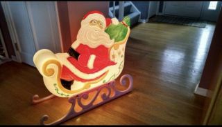 Vintage Grand Venture Santa Claus Sleigh Blow Mold Christmas Decor