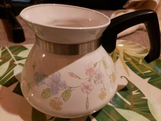 Vintage Corning Ware 6 Cup Coffee/tea Pot Pastel Color Flowers No Lid