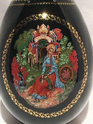 Russian Art THE SCARLET FLOWER Fairy Tale Porcelain Lacquer Egg Palekh 2212 A 2