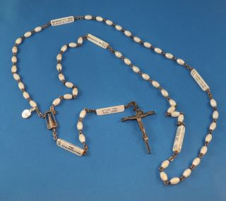 Unique Vintage Rosary Our Lady Loretto Connor Stations Of Cross Printed On Beads