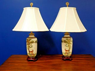 25 " Matched Chinese Porcelain Vase Lamps - Asian Oriental Ceramics