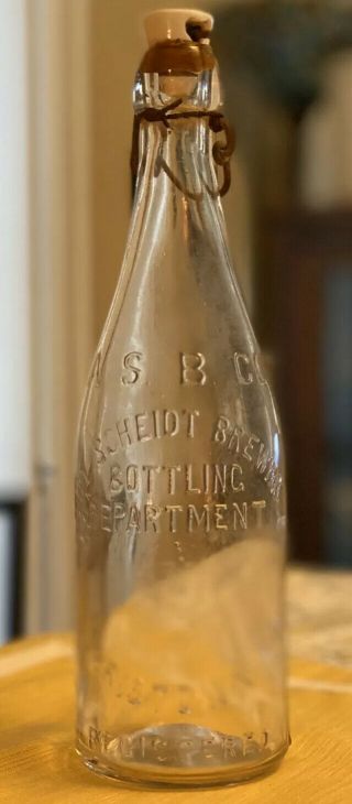 Adam Scheidt Brewing Pre - Prohibition Blob Top Beer Bottle Porcelain Stopper Asb