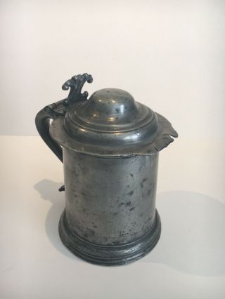 Rare Antique Pewter Dome Lidded Tankard By William Ford C.  1690