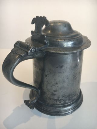 Rare Antique Pewter Dome Lidded Tankard by William Ford c.  1690 2