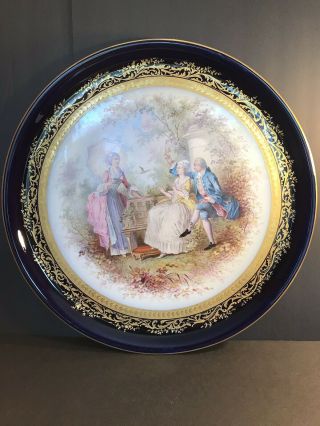 Large Antique Sevres Porcelain Plate/ Signed G.  Poitevin.  France C.  1880/ 2l Mark