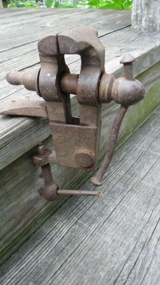 Antique Small Hand Forged Vise 2 1/2 Inch Jaws Blacksmith Made