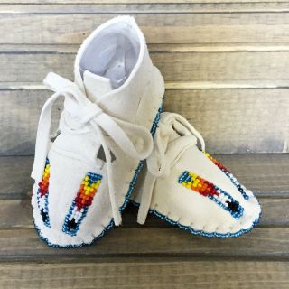 Native American Indian Moccasins Beaded Baby Soft Shoes Leather Boy Girl Infant