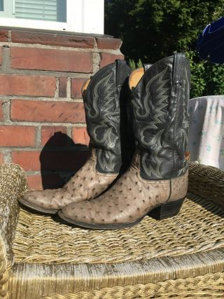 Exceptional Vintage - Tony Lama Ostrich Quill Cowboy Boots - Size 11