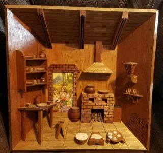 Vintage Mexican Folk Art Handmade Wooden Diorama