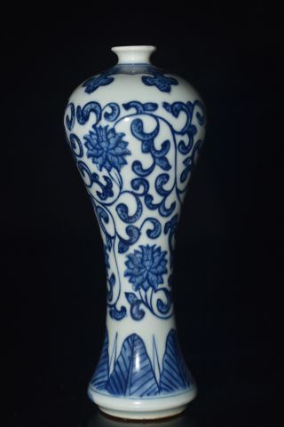 Exquisite Old China Hand Painted Flower Blue And White Porcelain Vase Ytr