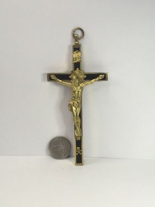 Vintage German Crucifix Metal And Wood A Little Over 5in Long