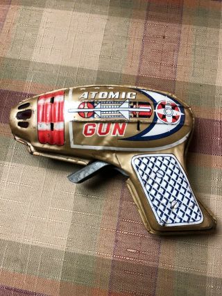 Vintage Tin Toy Litho Atomic Space Gun Japan Metal 1950s Rare Japanese
