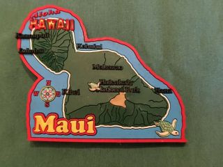 Vintage Hawaii Maui Map 3d Rubber Fridge Magnet Raised Mountains
