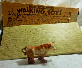 Vintage Walking Toys Bull With Metal Ramp Charmore