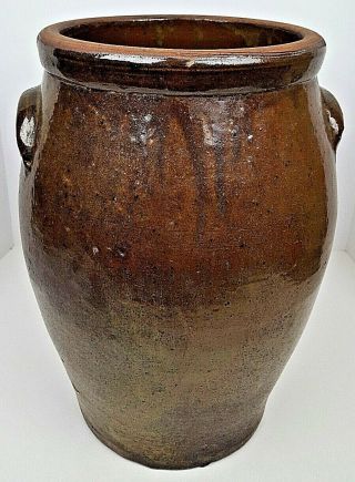 Antique Stoneware 5 Gallon Ovoid Crock Jar Primitive Southern Pottery Edgefield?