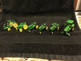 6 - Vintage John Deere Toy Tractors - 1/64 Scale