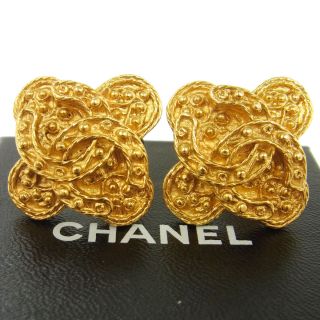 Auth Chanel Vintage Cc Logos Earrings 1.  1 - 1.  2 " Clip - On Gold - Tone Ak16545j