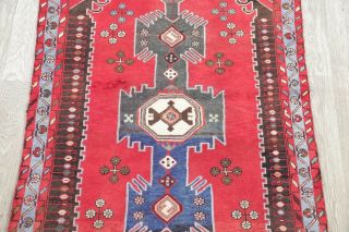 Vintage Geometric Oriental Area Rug Wool Hand - Knotted Medallion Red Carpet 3x5 3
