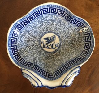 Antique English Regency 19th C.  Porcelain Shrimp Dish Plate Bowl Egyptian Sphinx