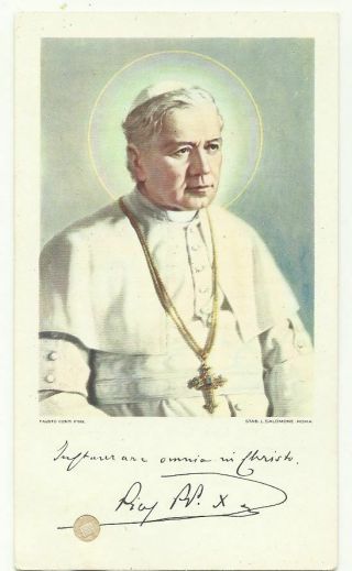 Pope Pius X Vintage Relic Reliquary Religious Holy Card