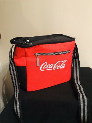 Coca Cola Insulated Lunch Bag Cooler Soft Box Tote Red Black Zippered